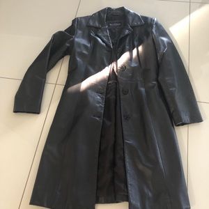 Brown leather 3/4 jacket, Size 4